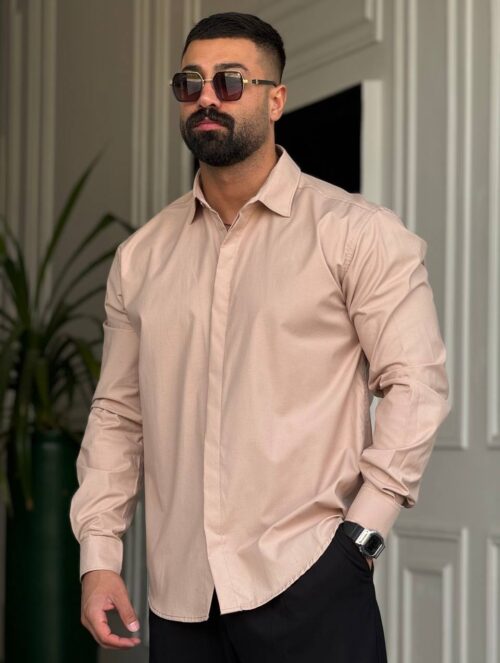 پیراهن کلاسیک قاپک مخفی آستین بلند