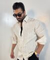 پیراهن ساتن پری راه راه برجسته